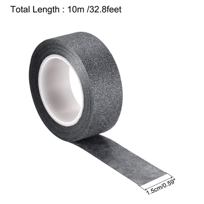 Harfington Glitter Tape, Decorative Craft Tape Self Adhesive Stick 1.5cmx10m Black 3Pcs