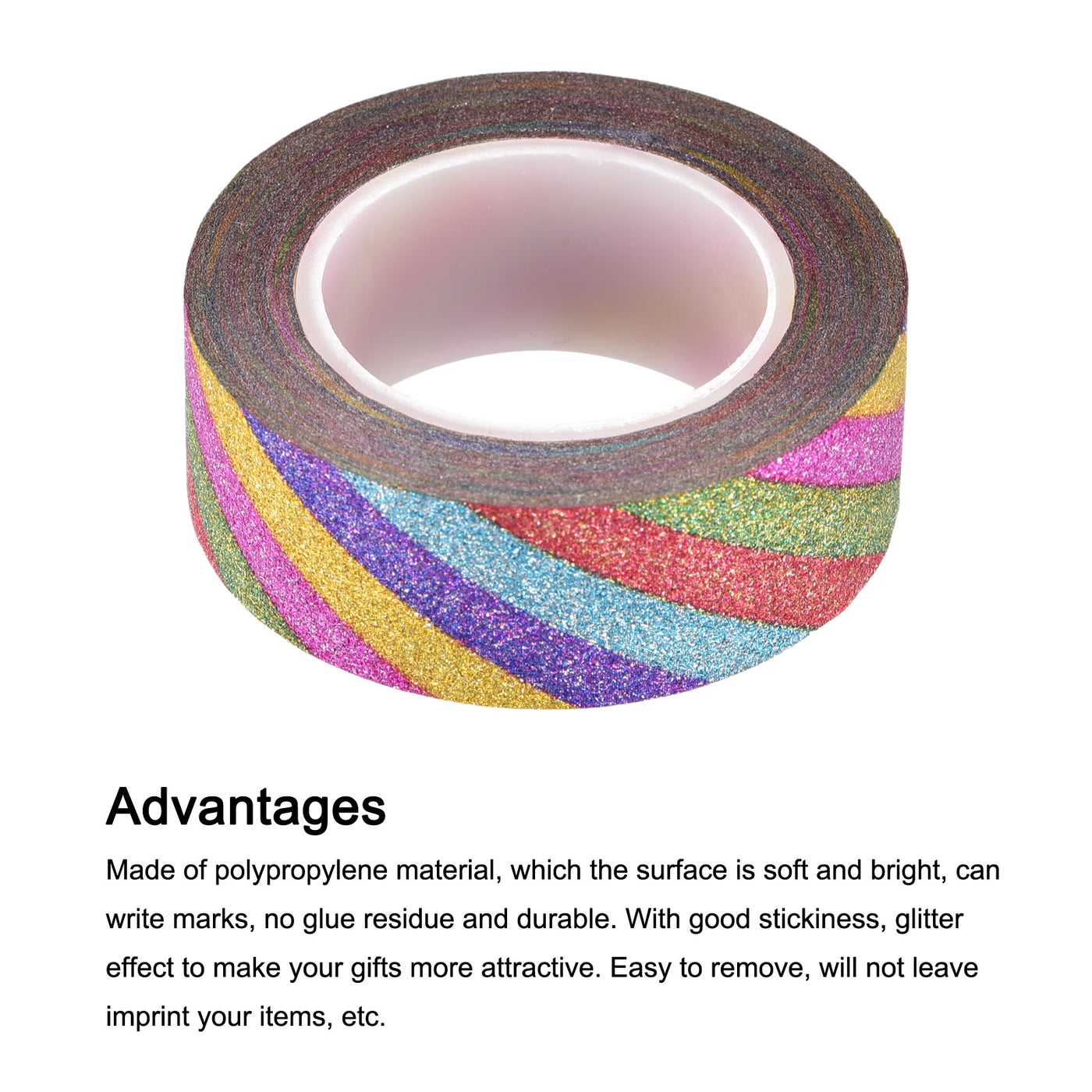 Harfington Glitter Tape, Decorative Craft Tape Self Adhesive Stick 1.5cmx10m Colorful