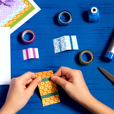 Harfington Glitter Tape, Decorative Craft Tape Self Adhesive Stick 1.5cmx10m Colorful