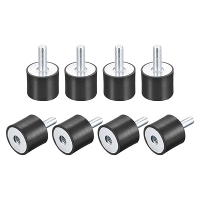 Harfington Uxcell Rubber Mount 8pcs M8 Male/Female Vibration Isolator Shock Absorber, D30mmxH25mm