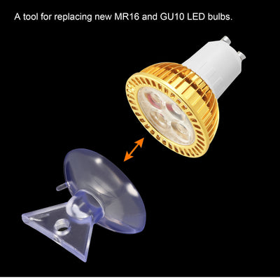 Harfington Bulb Changers, 35mm Dia. Suction Cup Light Lamp Replacing Tools for GU10 MR16 Bulbs, Black Clear PVC, 2 Set