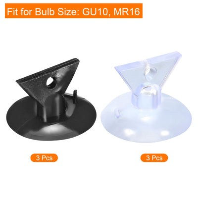 Harfington Bulb Changers, 35mm Dia. Suction Cup Light Lamp Replacing Tools for GU10 MR16 Bulbs, Black Clear PVC, 3 Set