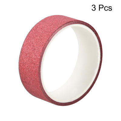 Harfington Glitter Tape, Decorative Craft Tape Red 1.5cm x 3 M Pack of 3