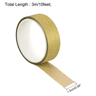 Harfington Glitter Tape, Decorative Craft Tape Yellow 1.5cm x 3 M Pack of 3