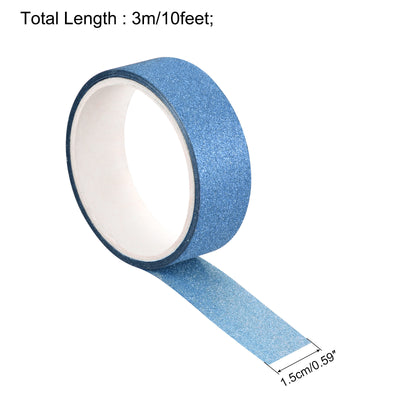 Harfington Glitter Tape, Decorative Craft Tape Sapphire Blue 1.5cm x 3 M