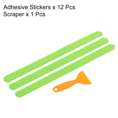 Harfington Non Slip Bathtub Stickers 15 x 0.8 Inch, 12 Pack Square with Scraper, Green