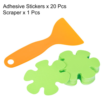 Harfington Non Slip Bathtub Stickers 4 Inch Dia, 20 Pack Flower Shape with Scraper, Green