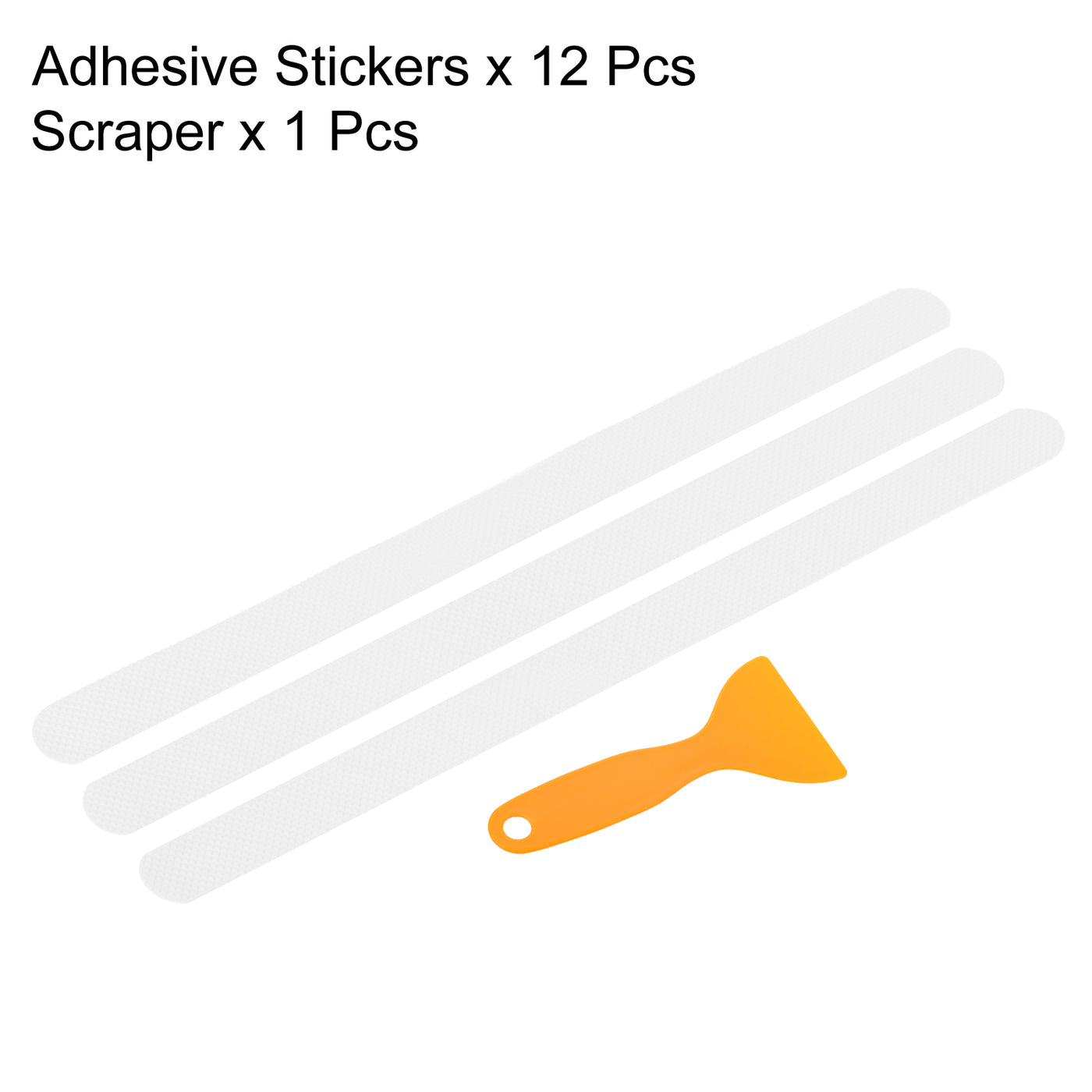 Harfington Non Slip Bathtub Stickers 15 x 0.8 Inch, 12 Pack Square with Scraper, Clear