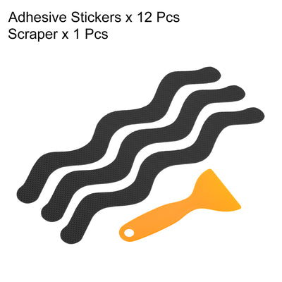 Harfington Non Slip Bathtub Stickers 7 x 0.5 Inch, 12 Pack S Shape with Scraper, Black