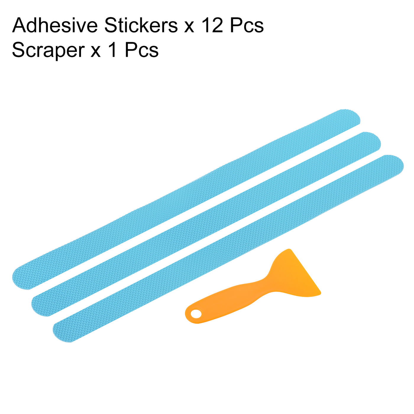 Harfington Non Slip Bathtub Stickers 15 x 0.8 Inch, 12 Pack Square with Scraper, Blue