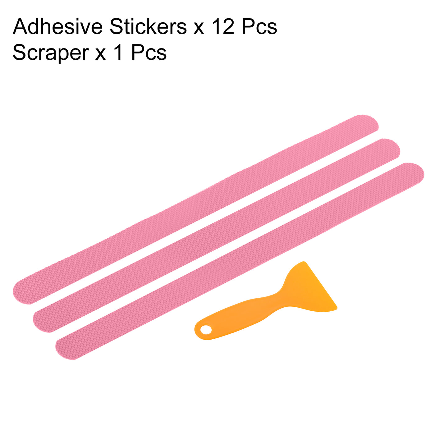 Harfington Non Slip Bathtub Stickers 15 x 0.8 Inch, 12 Pack Square with Scraper, Pink