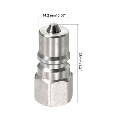 Harfington Hydraulic Quick Connect Male Coupler, Stainless Steel 1/4PT Pipe Fitting Plug Adapter for Construction Agriculture, Silver