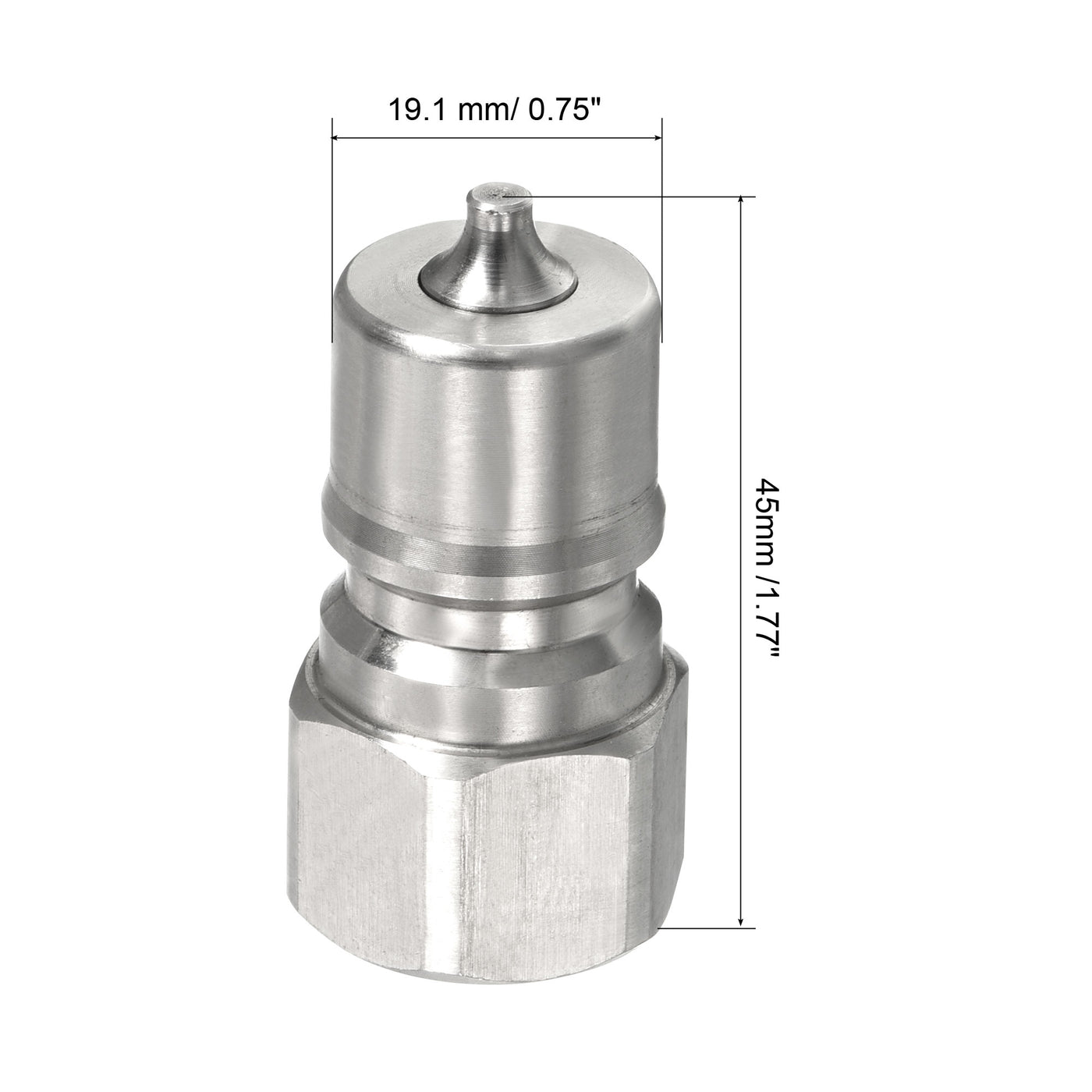 Harfington Hydraulic Quick Connect Male Coupler, Stainless Steel 3/8PT Pipe Fitting Plug Adapter for Construction Agriculture, Silver