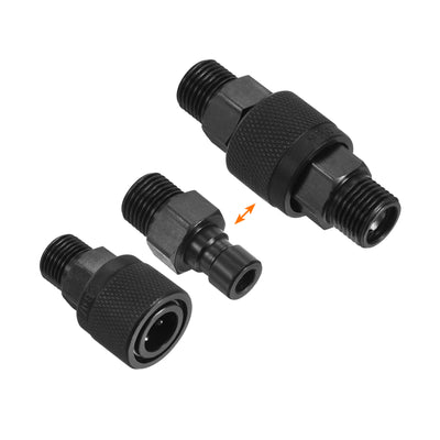 Harfington Hydraulic Quick Connect Coupler, 1 Set Carbon Steel M16x1.5mm Male Thread Pipe Fitting Plug Adapter for Construction Agriculture with Washer, Black