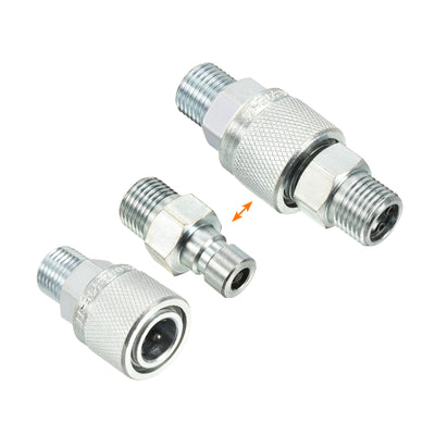 Harfington Hydraulic Quick Connect Coupler, 1 Set Carbon Steel M16x1.5mm Male Thread Pipe Fitting Plug Adapter for Construction Agriculture with Washer, Silver