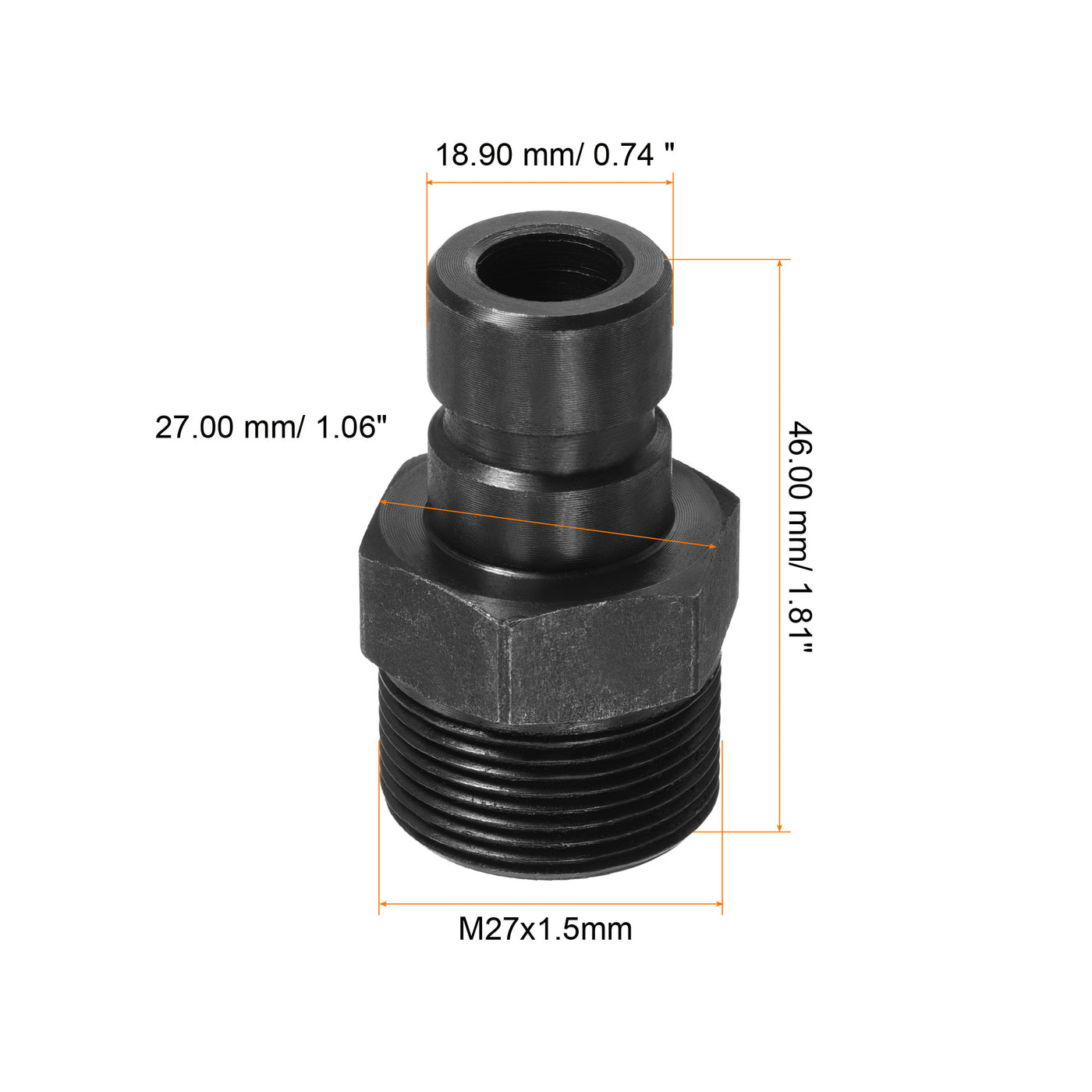 Harfington Hydraulic Quick Connect Coupler, 1 Pack Carbon Steel M27x1.5mm Male Thread Pipe Fitting Plug Adapter for Construction Agriculture with Washer, Black