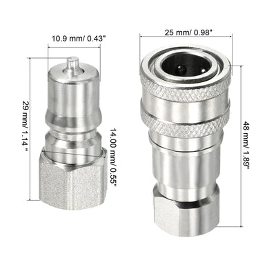 Harfington Hydraulic Quick Connect Coupler Set, 1 Set Carbon Steel G1/8 Female Pipe Fitting Plug Adapter for Construction Agriculture, Silver