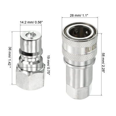Harfington Hydraulic Quick Connect Coupler Set, Carbon Steel Female Pipe Fitting Plug Adapter for Construction Agriculture
