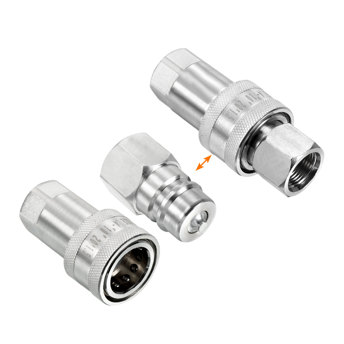 Harfington Hydraulic Quick Connect Coupler, 1 Set Carbon Steel M20x1.5mm Female Thread Pipe Fitting Plug Adapter for Construction Agriculture, Silver