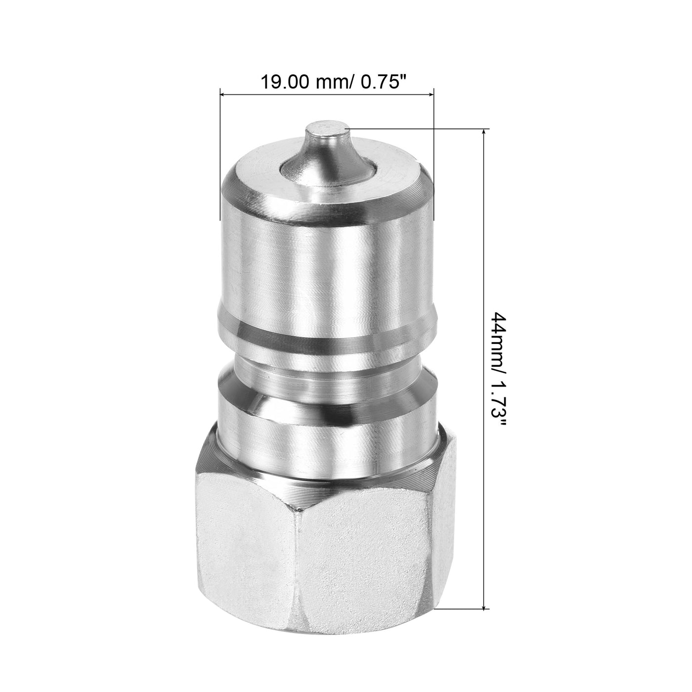 Harfington Hydraulic Quick Connect Coupler, 1 Pack Carbon Steel G3/8 Female 0.75" OD Pipe Fitting Plug Adapter for Construction Agriculture, Silver