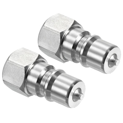 Harfington Hydraulic Quick Connect Coupler, 2 Pack Carbon Steel M14x1.5mm Female Thread 0.56" OD Pipe Fitting Plug Adapter for Construction Agriculture, Silver
