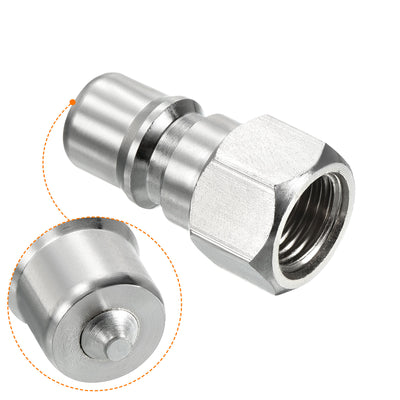 Harfington Hydraulic Quick Connect Coupler, 3 Pack Carbon Steel M14x1.5mm Female Thread 0.56" OD Pipe Fitting Plug Adapter for Construction Agriculture, Silver