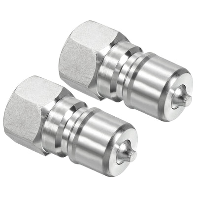 Harfington Hydraulic Quick Connect Coupler, 2 Pack Carbon Steel M18x1.5mm Female Thread 0.75" OD Pipe Fitting Plug Adapter for Construction Agriculture, Silver