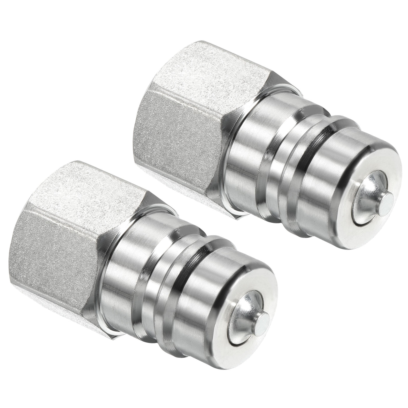 Harfington Hydraulic Quick Connect Coupler, 2 Pack Carbon Steel M22x1.5mm Female Thread 0.85" OD Pipe Fitting Plug Adapter for Construction Agriculture, Silver