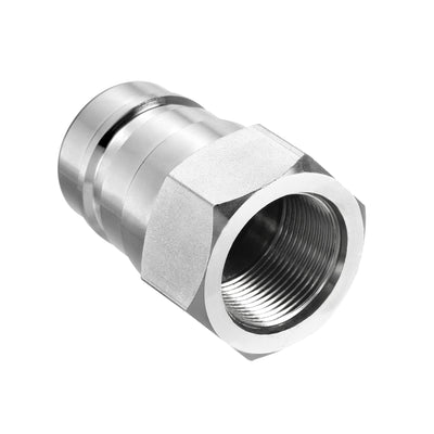 Harfington Hydraulic Quick Connect Coupler, 1 Pack Carbon Steel M27x1.5mm Female Thread 1.18" OD Pipe Fitting Plug Adapter for Construction Agriculture, Silver