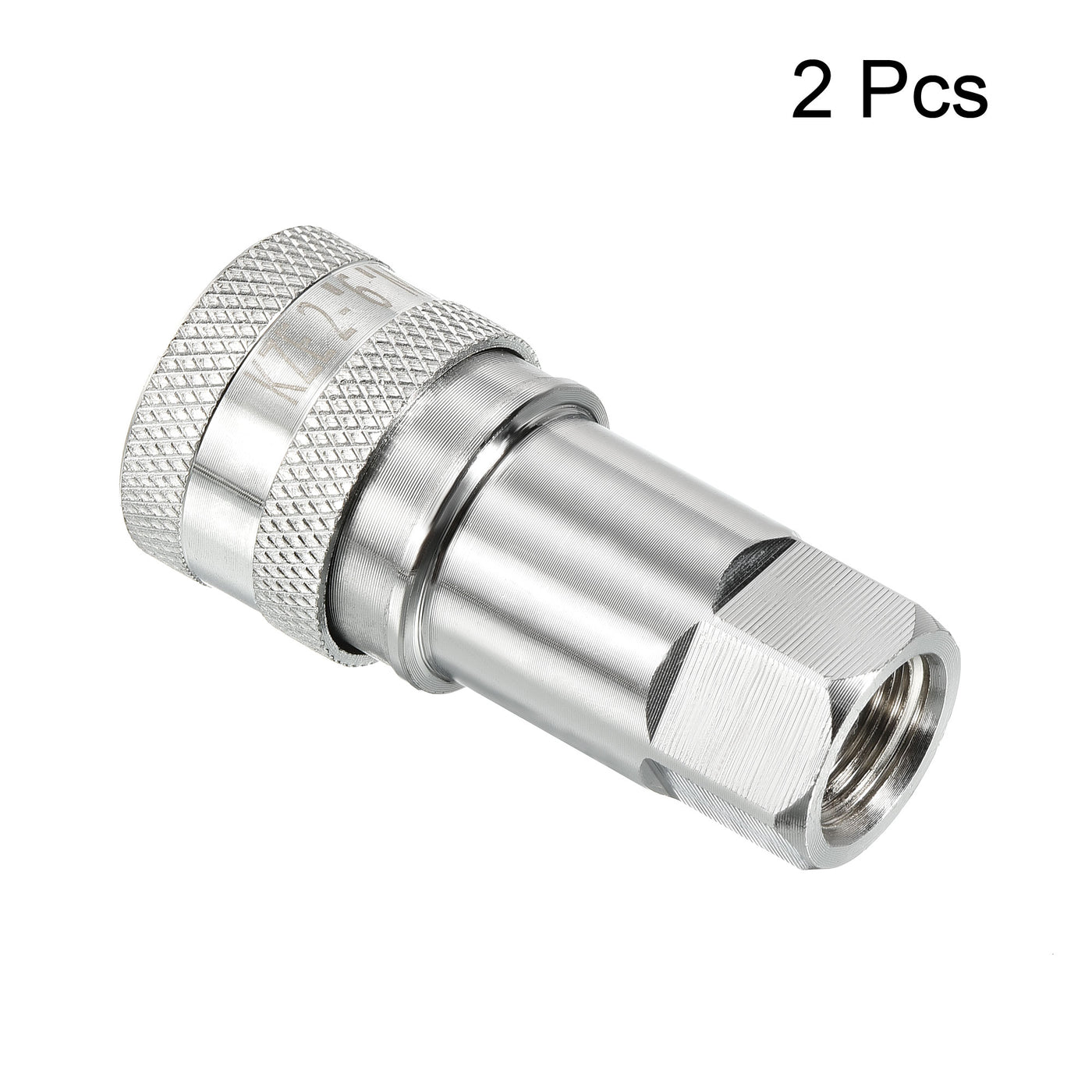 Harfington Hydraulic Quick Connect Coupler, 2 Pack Carbon Steel M14x1.5mm Female Thread 1.1" OD Pipe Fitting Plug Adapter for Construction Agriculture, Silver