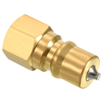 Harfington Hydraulic Quick Connect Male Coupler, Brass 1/4PT Pipe Fitting Plug Adapter for Construction Agriculture, Yellow