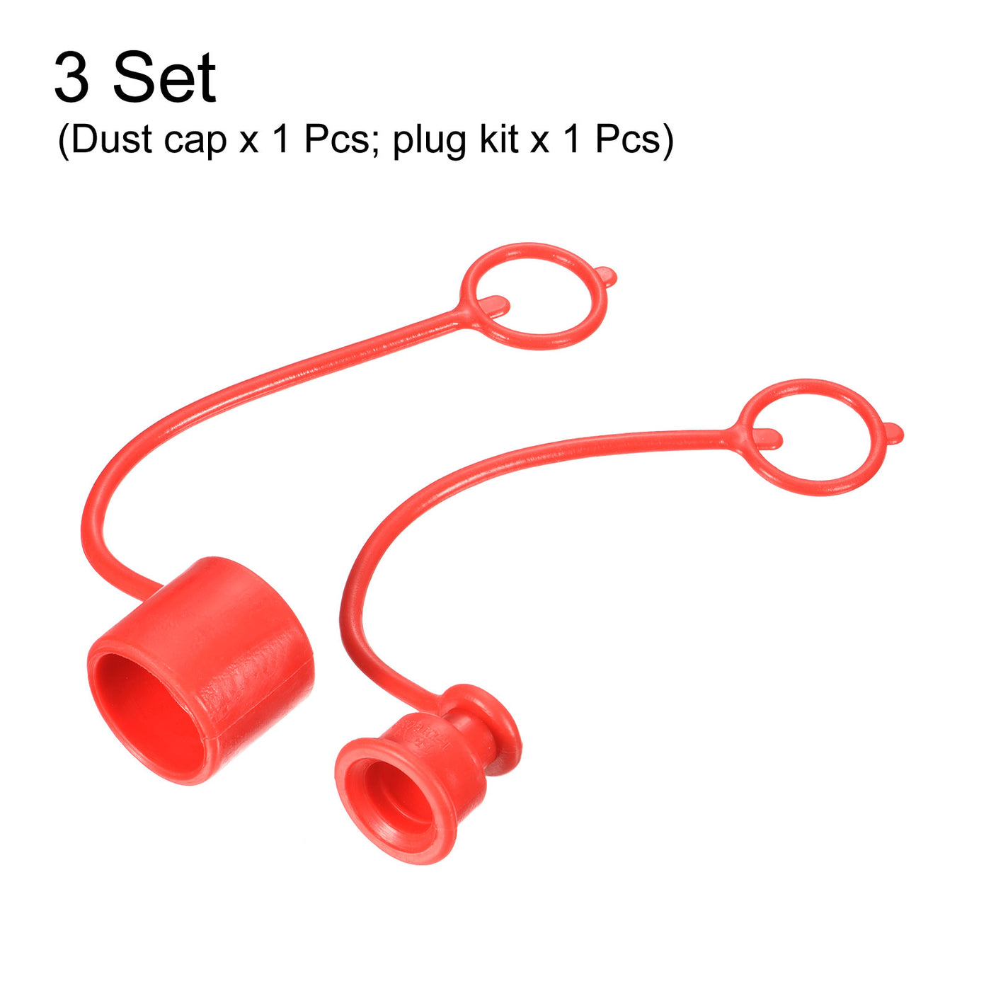 Harfington Dust Cap and Plug Kit, 3 Set 1/4 PVC Connector Protection Sleeve Covers for Flat Face Hydraulic Quick Coupling, Red