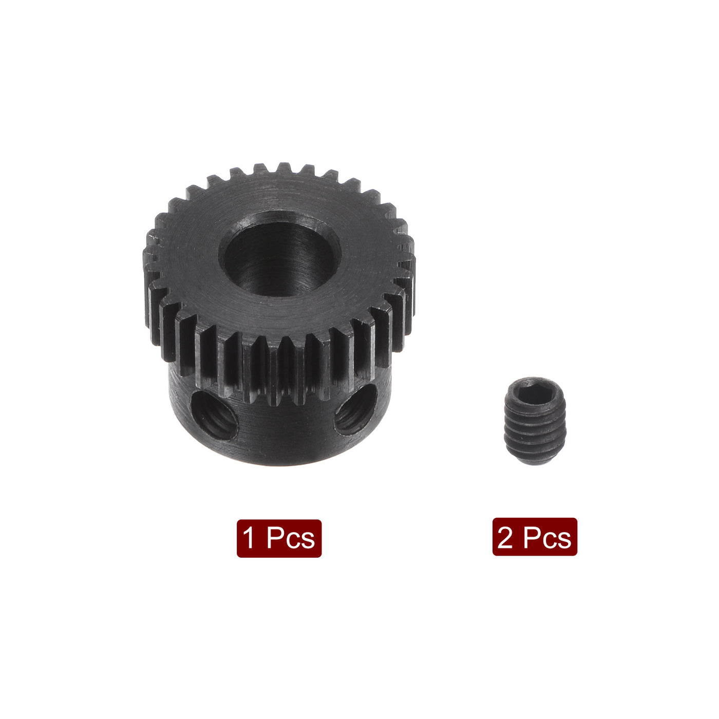 uxcell Uxcell 0.5 Mod 32T 6mm Bore 17mm Outer Dia 45# Carbon Steel Motor Pinion Gear Set