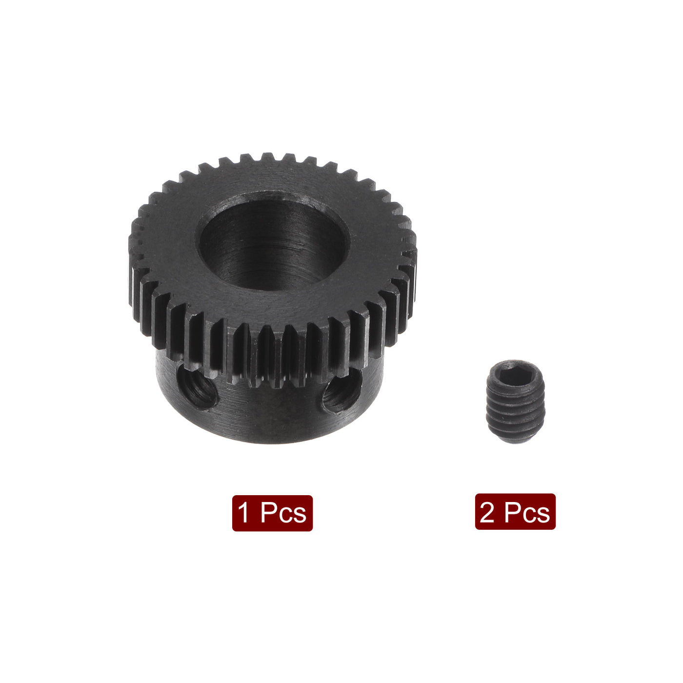 uxcell Uxcell 0.5 Mod 38T 10mm Bore 20mm Outer Dia 45# Carbon Steel Motor Pinion Gear Set