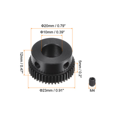 Harfington Uxcell 0.5 Mod 44T 10mm Bore 23mm Outer Dia 45# Carbon Steel Motor Pinion Gear Set