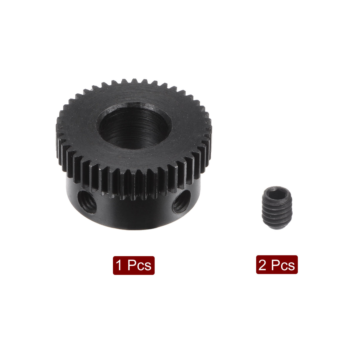 uxcell Uxcell 0.5 Mod 44T 10mm Bore 23mm Outer Dia 45# Carbon Steel Motor Pinion Gear Set