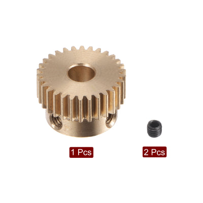 Harfington Uxcell 0.5 Mod 30T 4mm Bore 16mm Outer Dia Brass Motor Rack Pinion Gear with Screws