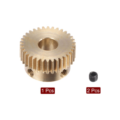 Harfington Uxcell 0.5 Mod 34T 6mm Bore 18mm Outer Dia Brass Motor Rack Pinion Gear with Screws