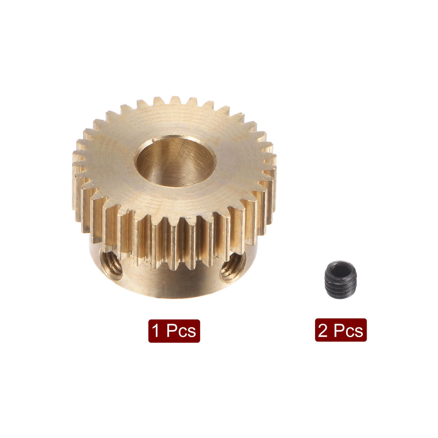 uxcell Uxcell 0.5 Mod 34T 6.35mm Bore 18mm Outer Dia Brass Motor Rack Pinion Gear with Screws