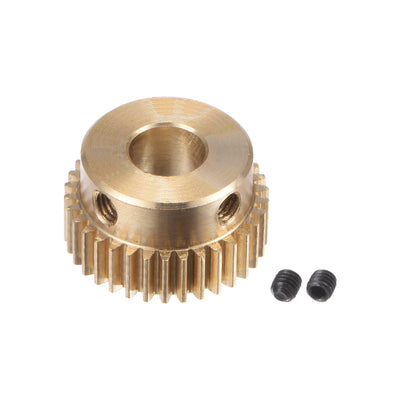 Harfington Uxcell 0.5 Mod 34T 6.35mm Bore 18mm Outer Dia Brass Motor Rack Pinion Gear with Screws