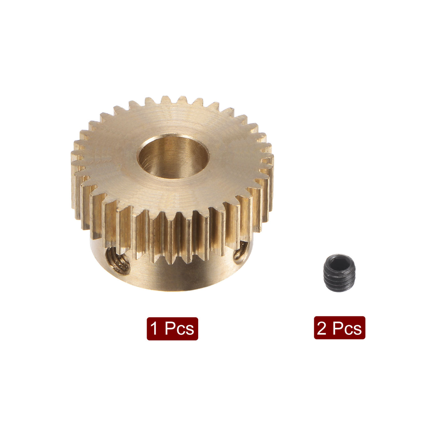 uxcell Uxcell 0.5 Mod 35T 6mm Bore 18mm Outer Dia Brass Motor Rack Pinion Gear with Screws