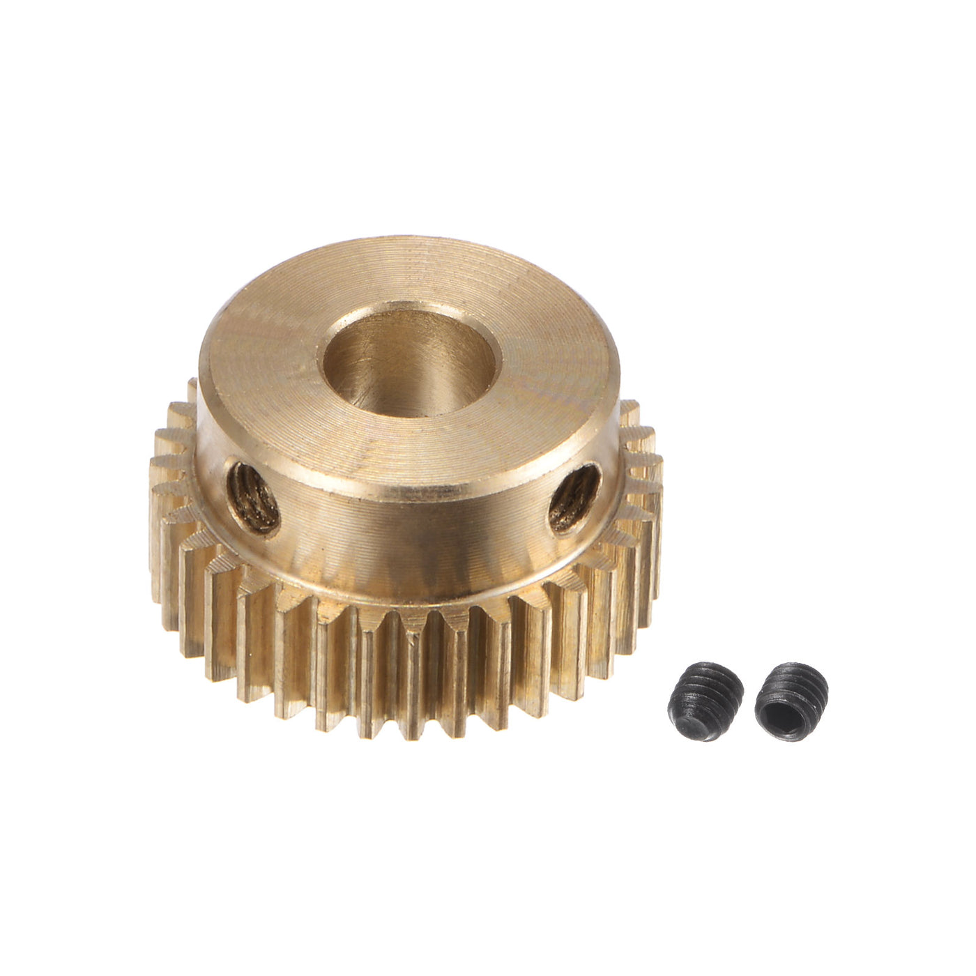 uxcell Uxcell 0.5 Mod 35T 6mm Bore 18mm Outer Dia Brass Motor Rack Pinion Gear with Screws