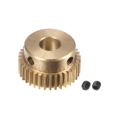 Harfington Uxcell 0.5 Mod 35T 6mm Bore 18mm Outer Dia Brass Motor Rack Pinion Gear with Screws