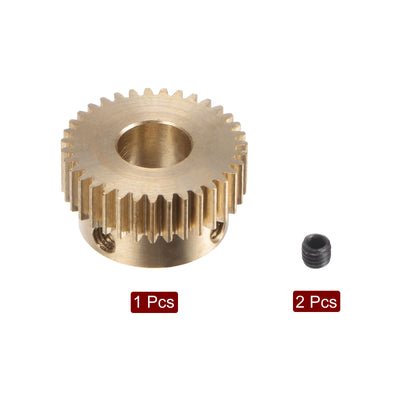 Harfington Uxcell 0.5 Mod 35T 7mm Bore 18mm Outer Dia Brass Motor Rack Pinion Gear with Screws