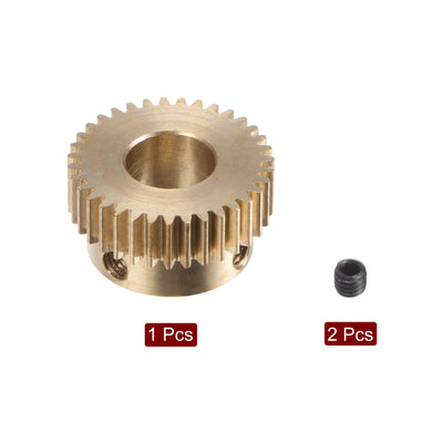 Harfington Uxcell 0.5 Mod 35T 8mm Bore 18mm Outer Dia Brass Motor Rack Pinion Gear with Screws