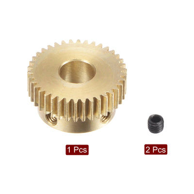 Harfington Uxcell 0.5 Mod 38T 6.35mm Bore 20mm Outer Dia Brass Motor Rack Pinion Gear with Screws