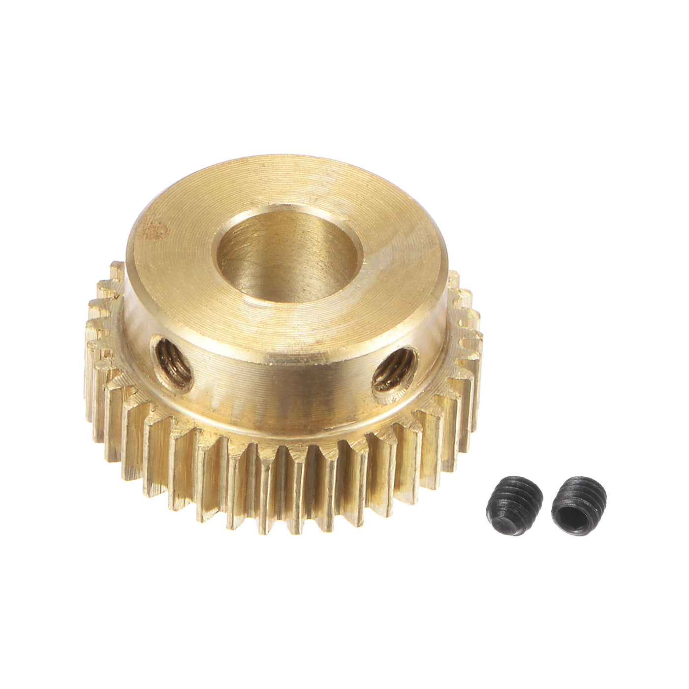 uxcell Uxcell 0.5 Mod 38T 6.35mm Bore 20mm Outer Dia Brass Motor Rack Pinion Gear with Screws