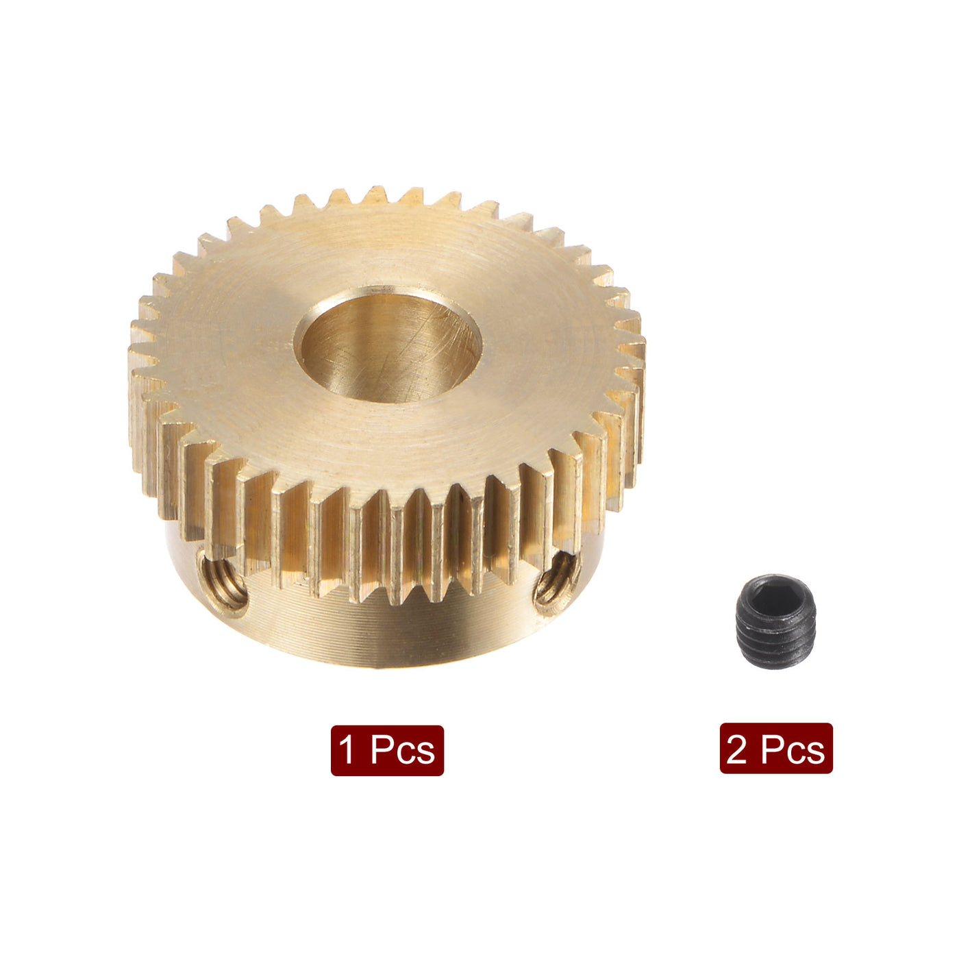 uxcell Uxcell 0.5 Mod 40T 6.35mm Bore 21mm Outer Dia Brass Motor Rack Pinion Gear with Screws