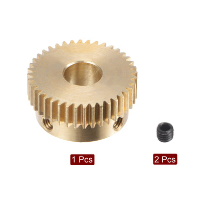 Harfington Uxcell 0.5 Mod 40T 6.35mm Bore 21mm Outer Dia Brass Motor Rack Pinion Gear with Screws