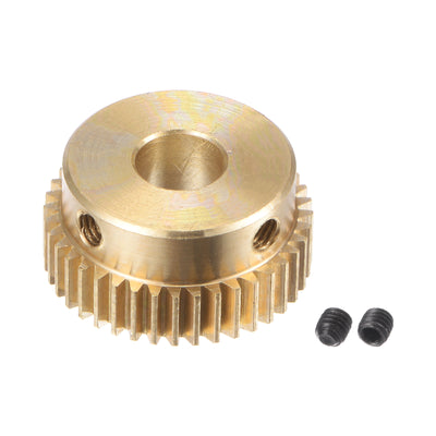 Harfington Uxcell 0.5 Mod 40T 6.35mm Bore 21mm Outer Dia Brass Motor Rack Pinion Gear with Screws